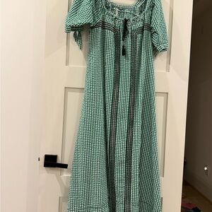 Free People Green Gingham Maxi Dress